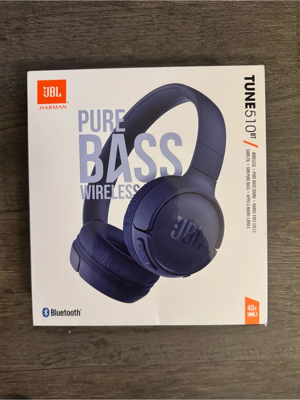 JBL Tune 510BT Wireless On-Ear Headphones — Blue